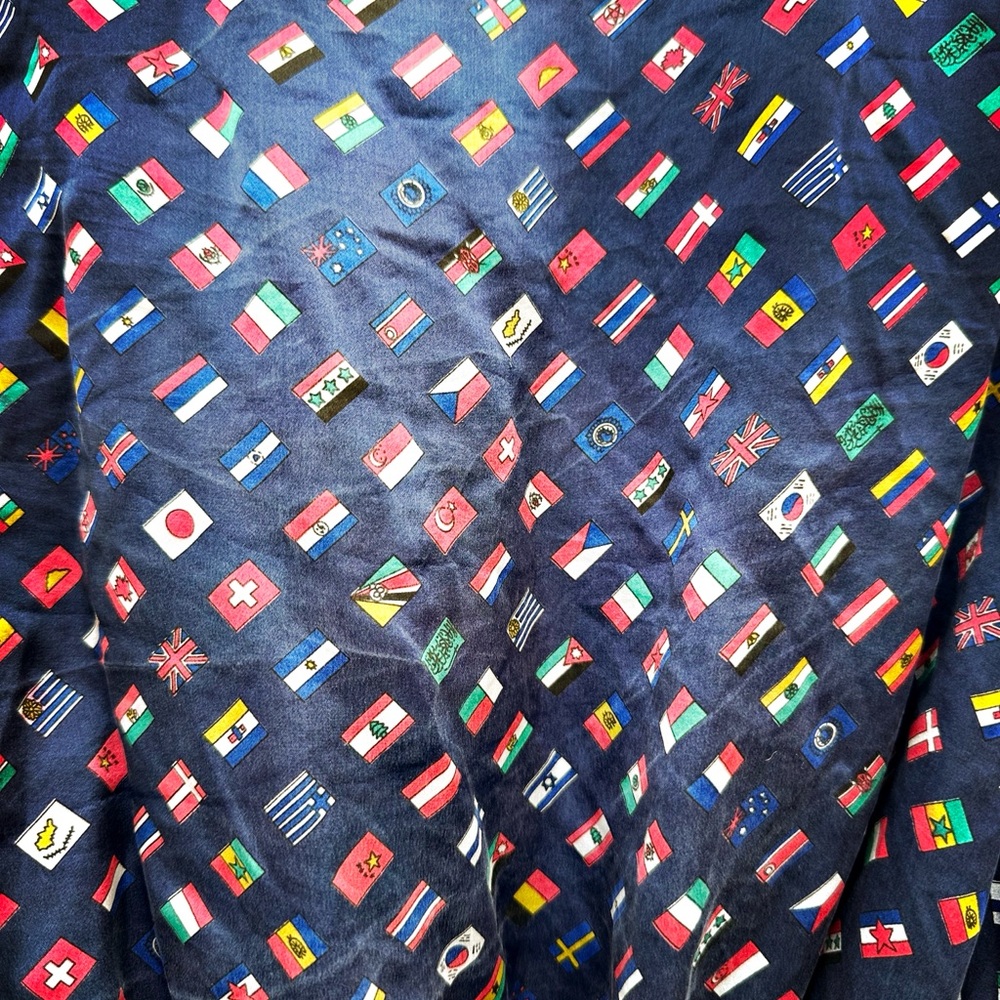 Vintage silk flags of the world,  Kimono, navy blue - Picture 5 of 5